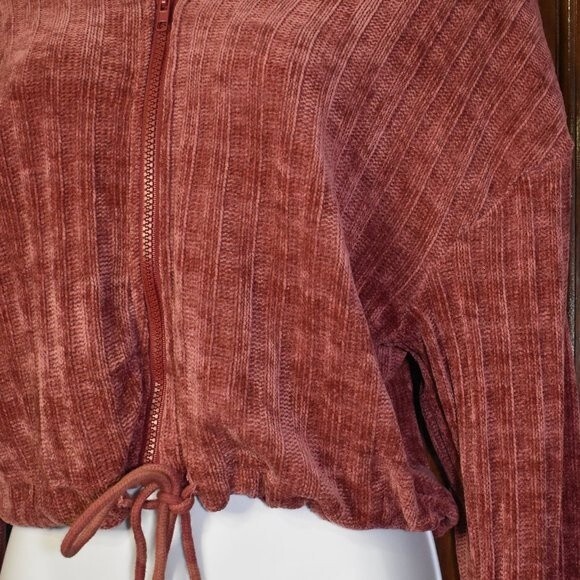Style Rack Pink Zip-Up Cropped Hooded Sweater Jacket Size Small - Picture 4 of 13
